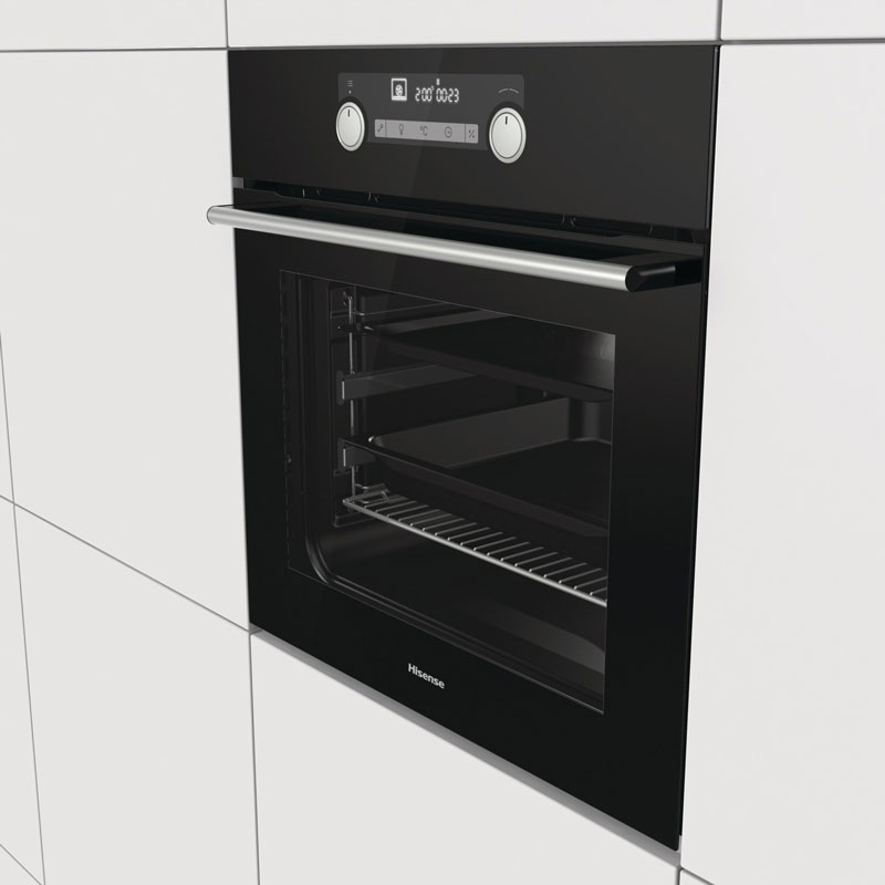 Forno a incasso con funzione vapore pulizia dei pirolisi Cool Touch Door Hisense BSA5329PG Soft Close Door 2 estrattori telescopici 70 l 