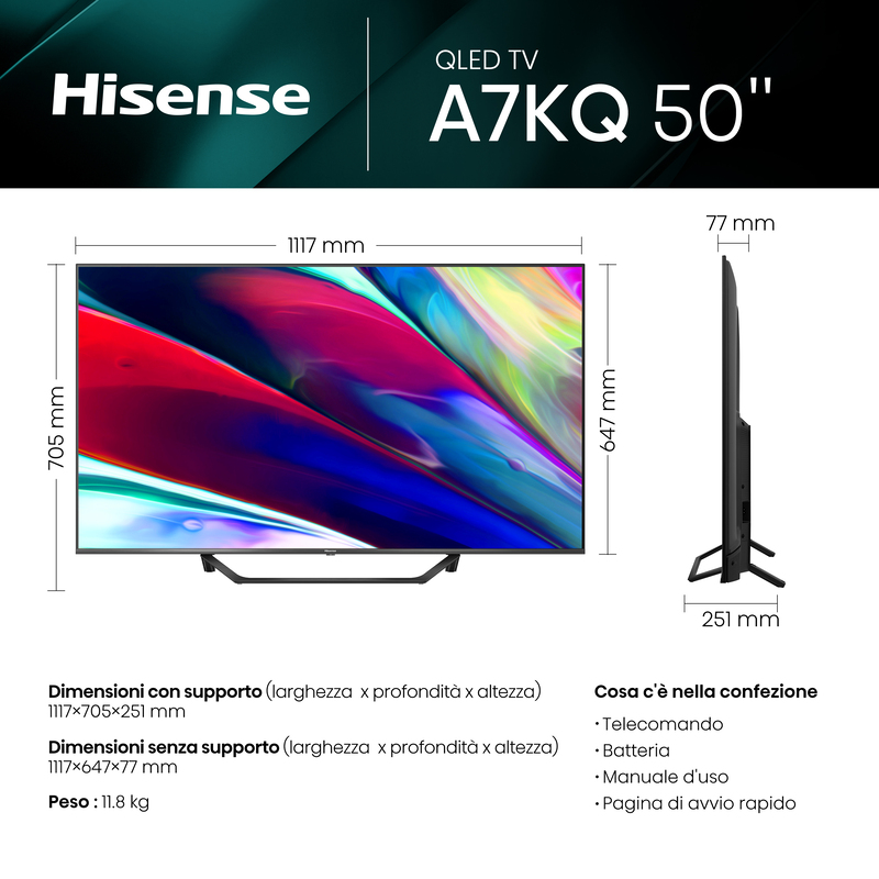 Scopri il migliore TV 50 pollici 50A7K Hisense Italia